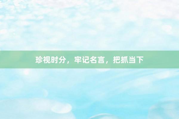 珍视时分，牢记名言，把抓当下